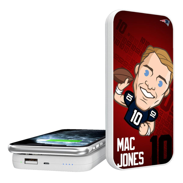 Mac Jones New England Patriots 10 Emoji 5000mAh Portable Wireless Charger
