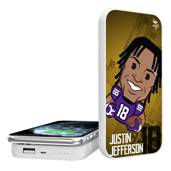 Justin Jefferson Minnesota Vikings 18 Emoji 5000mAh Portable Wireless Charger