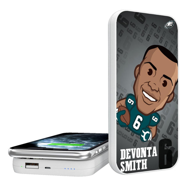 DeVonta Smith Philadelphia Eagles 6 Emoji 5000mAh Portable Wireless Charger