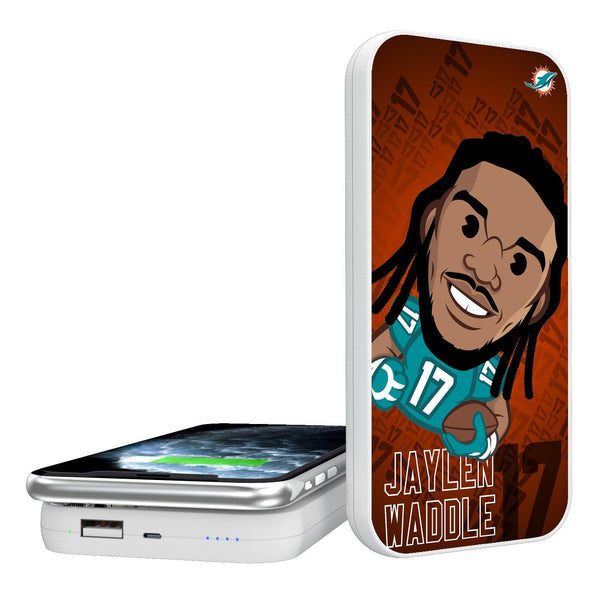 Jaylen Waddle Miami Dolphins 17 Emoji 5000mAh Portable Wireless Charger