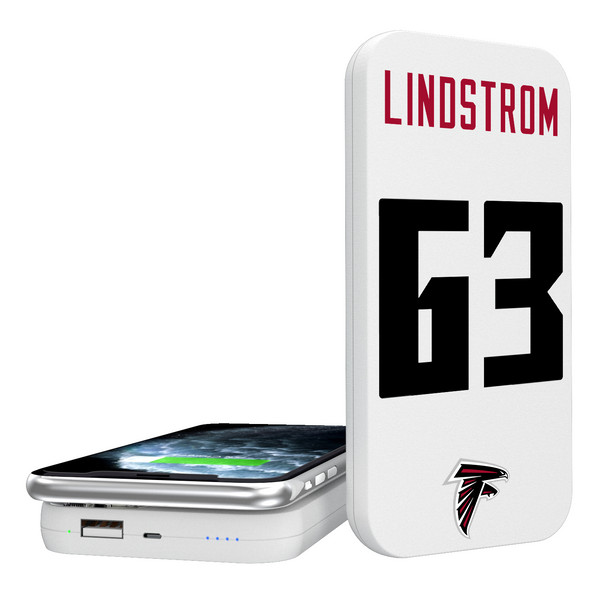 Chris Lindstrom Atlanta Falcons 63 Ready 5000mAh Portable Wireless Charger