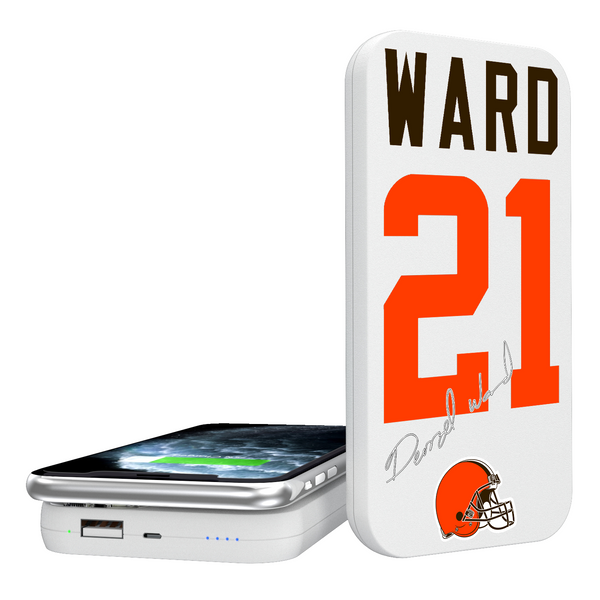 Denzel Ward Cleveland Browns 21 Ready 5000mAh Portable Wireless Charger