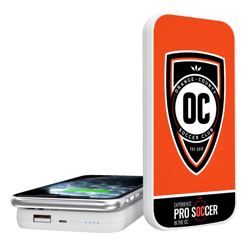 Orange County SC  Solid Wordmark 5000mAh Portable Wireless Charger