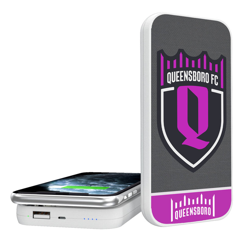 Queensboro FC  Solid Wordmark 5000mAh Portable Wireless Charger