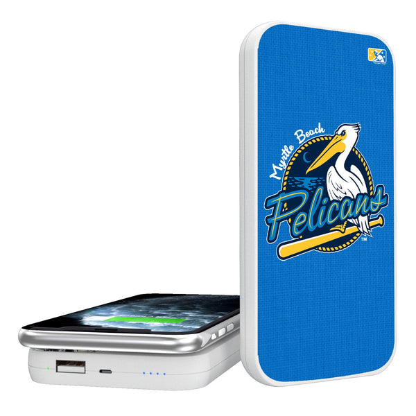 Myrtle Beach Pelicans Solid 5000mAh Portable Wireless Charger