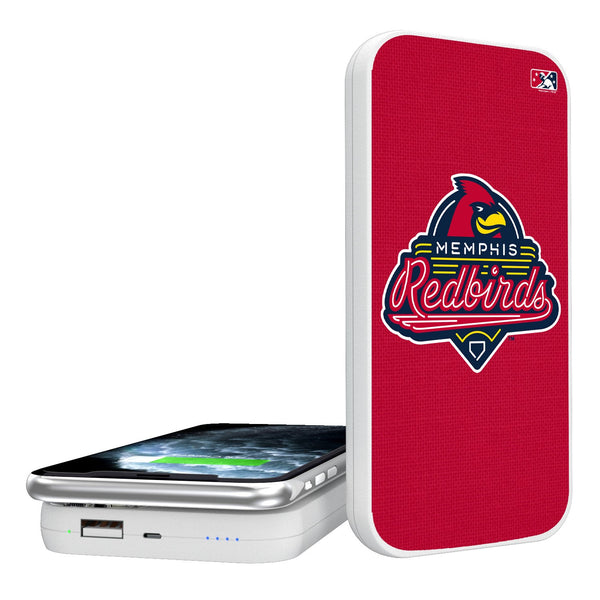 Memphis Redbirds Solid 5000mAh Portable Wireless Charger