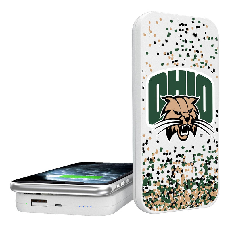 Ohio University Bobcats Confetti 5000mAh Portable Wireless Charger