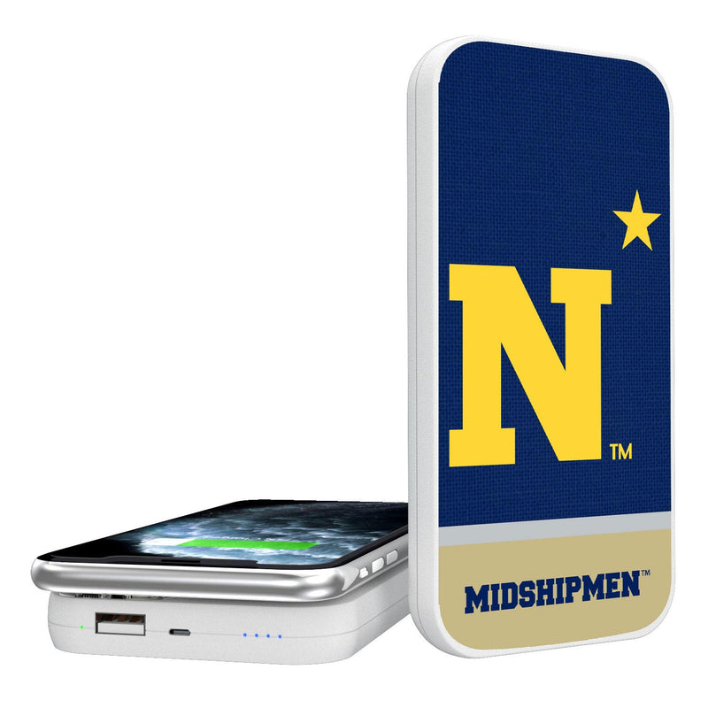 Naval Academy Midshipmen Endzone Solid 5000mAh Portable Wireless Charger