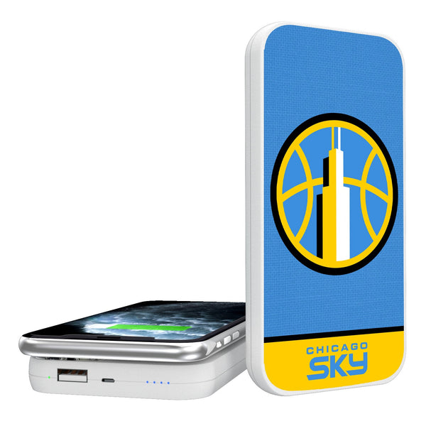 Chicago Sky Solid Wordmark 5000mAh Portable Wireless Charger