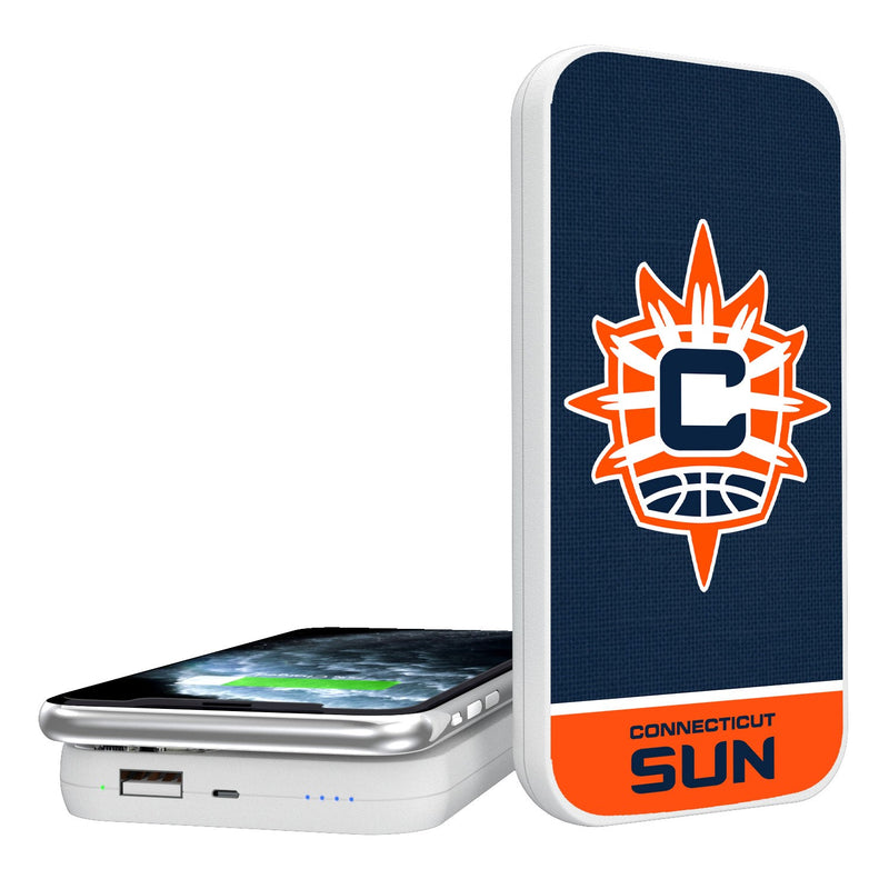 Connecticut Sun Solid Wordmark 5000mAh Portable Wireless Charger