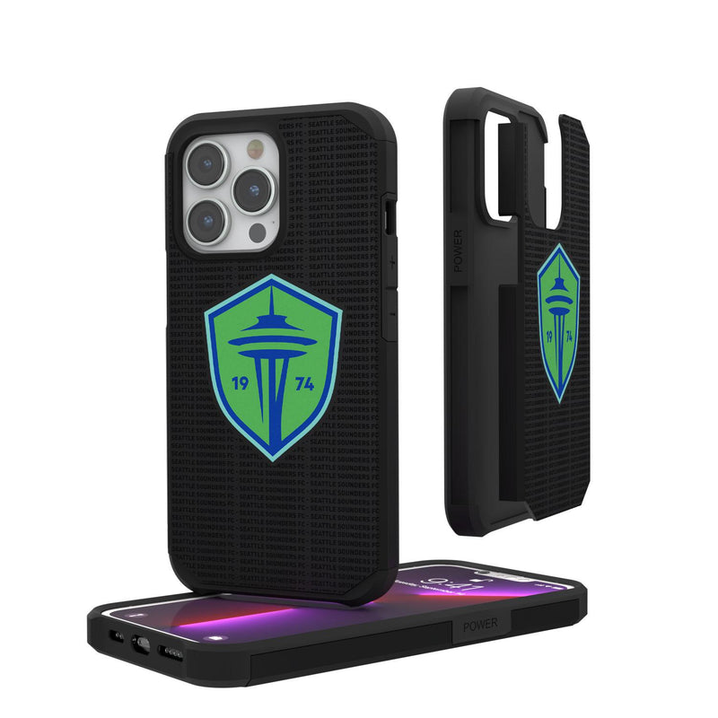 Seattle Sounders FC   Text Backdrop iPhone Rugged Phone Case