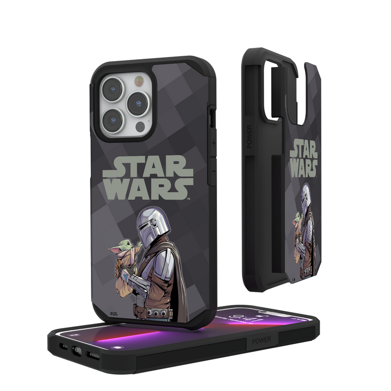 The Mandalorian Grogu and Mando Color Block iPhone Rugged Phone Case