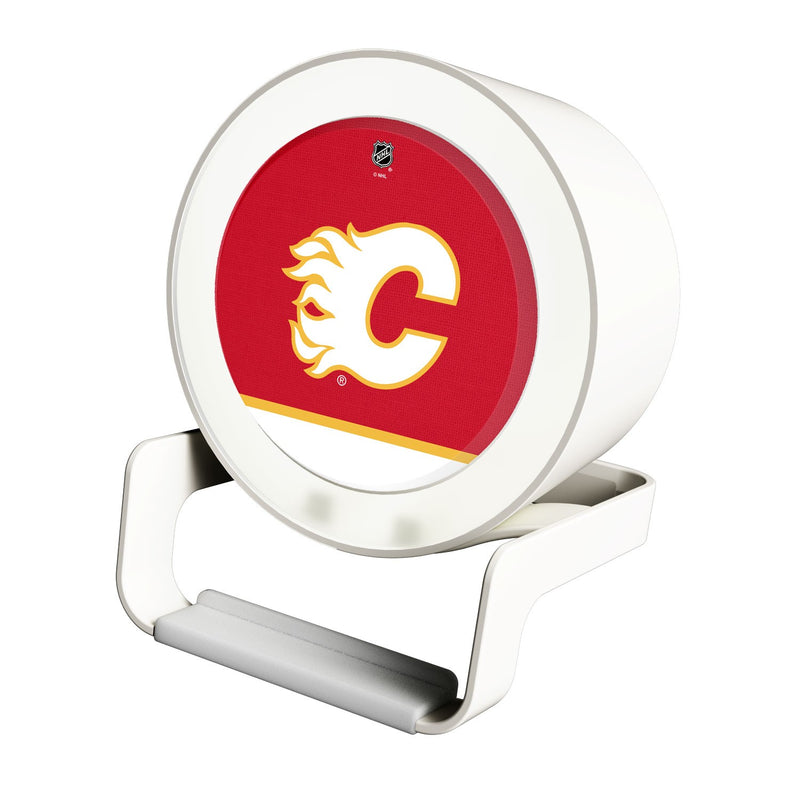 Calgary Flames Solid Wordmark Night Light Charger and Bluetooth Speaker