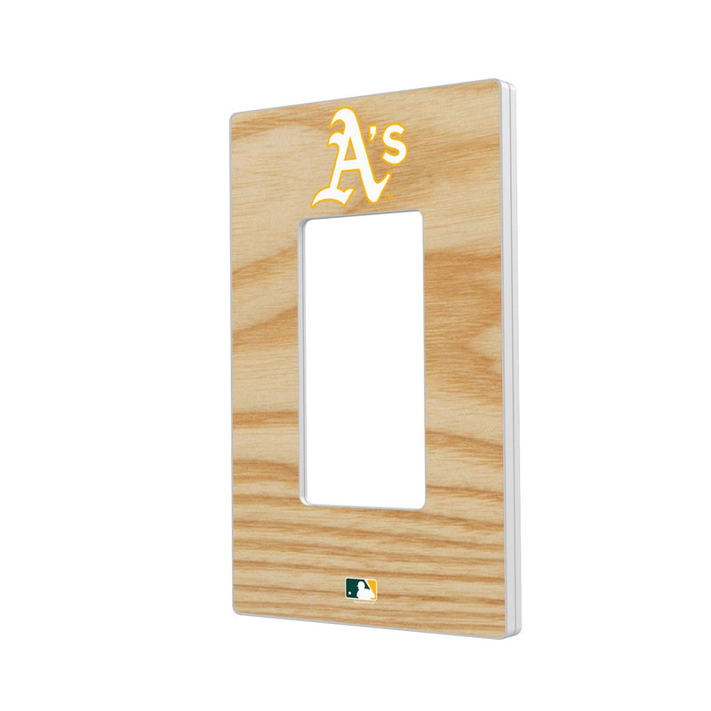 Oakland Athletics Wood Bat Hidden-Screw Light Switch Plate