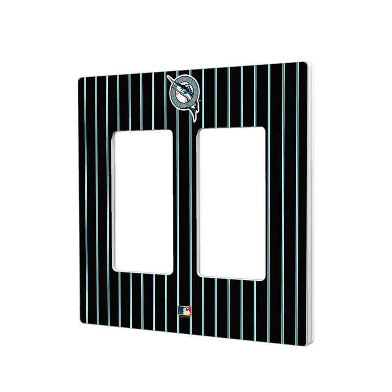 Miami Marlins 1993-2011 - Cooperstown Collection Pinstripe Hidden-Screw Light Switch Plate - Double Rocker