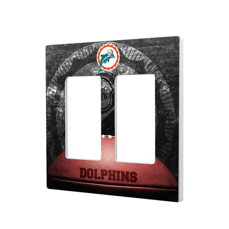 Miami Dolphins 1966-1973 Historic Collection Legendary Hidden-Screw Light Switch Plate - Double Rocker