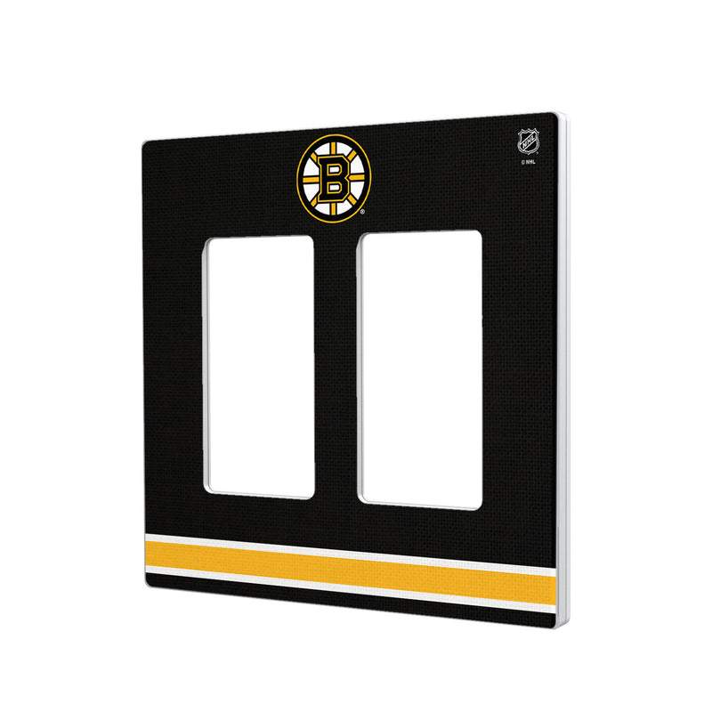 Boston Bruins Stripe Hidden-Screw Light Switch Plate - Double Rocker