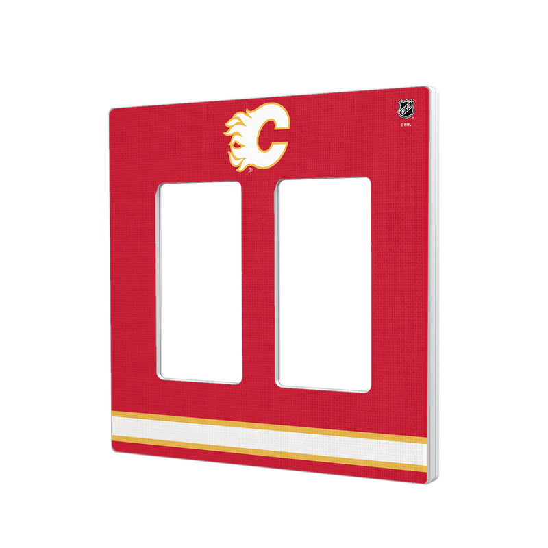 Calgary Flames Stripe Hidden-Screw Light Switch Plate - Double Rocker