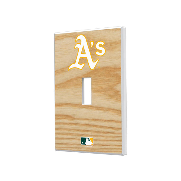 Oakland Athletics Wood Bat Hidden-Screw Light Switch Plate