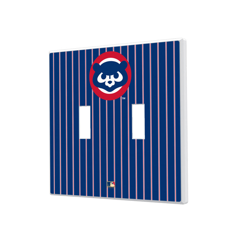 Chicago Cubs Home 1979-1998 - Cooperstown Collection Pinstripe Hidden-Screw Light Switch Plate - Double Toggle