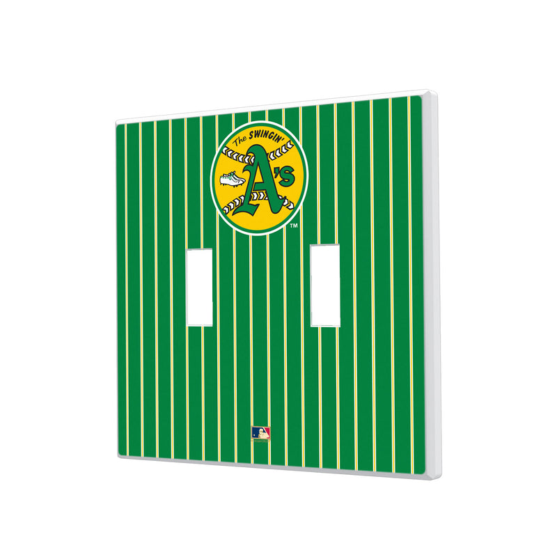 Oakland As 1971-1981 - Cooperstown Collection Pinstripe Hidden-Screw Light Switch Plate - Double Toggle