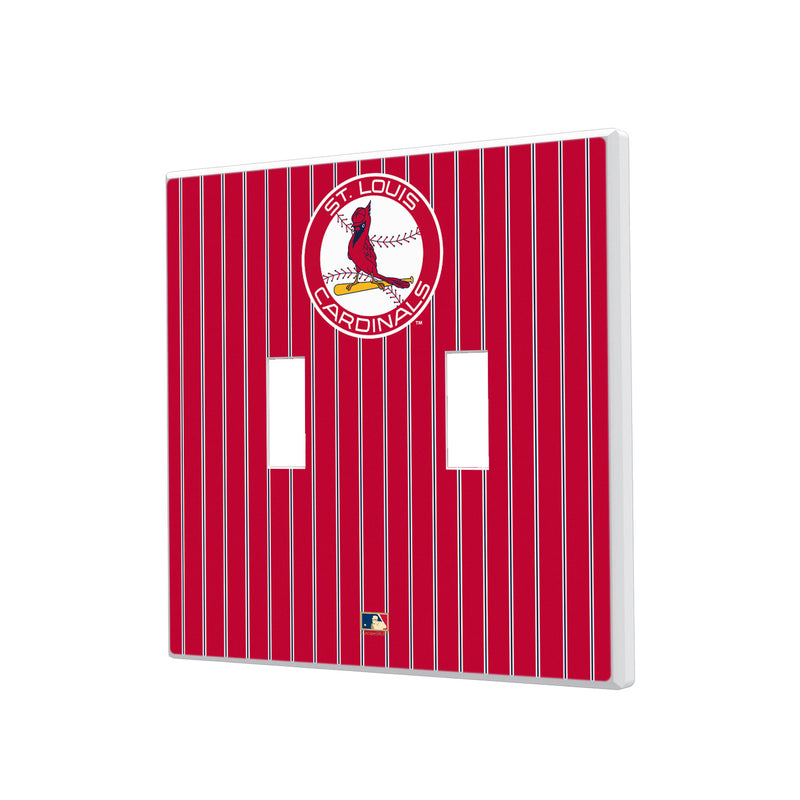 St Louis Cardinals 1966-1997 - Cooperstown Collection Pinstripe Hidden-Screw Light Switch Plate - Double Toggle
