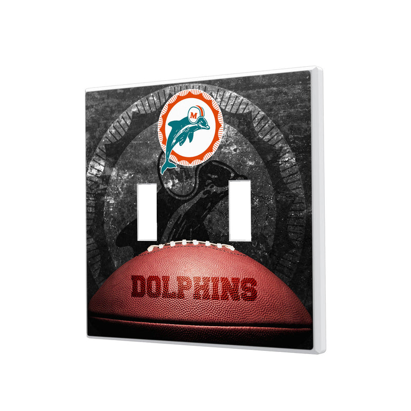 Miami Dolphins 1966-1973 Historic Collection Legendary Hidden-Screw Light Switch Plate - Double Toggle