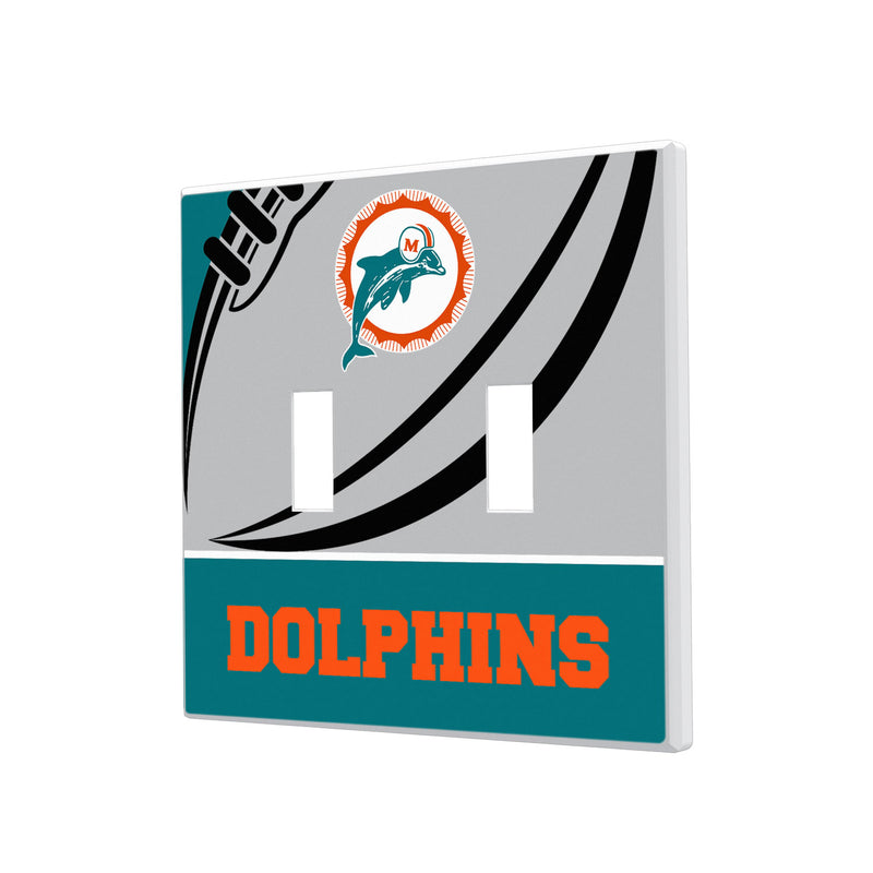 Miami Dolphins 1966-1973 Historic Collection Passtime Hidden-Screw Light Switch Plate - Double Toggle