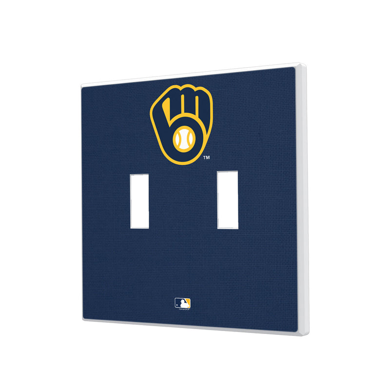 Milwaukee Brewers Solid Hidden-Screw Light Switch Plate - Double Toggle