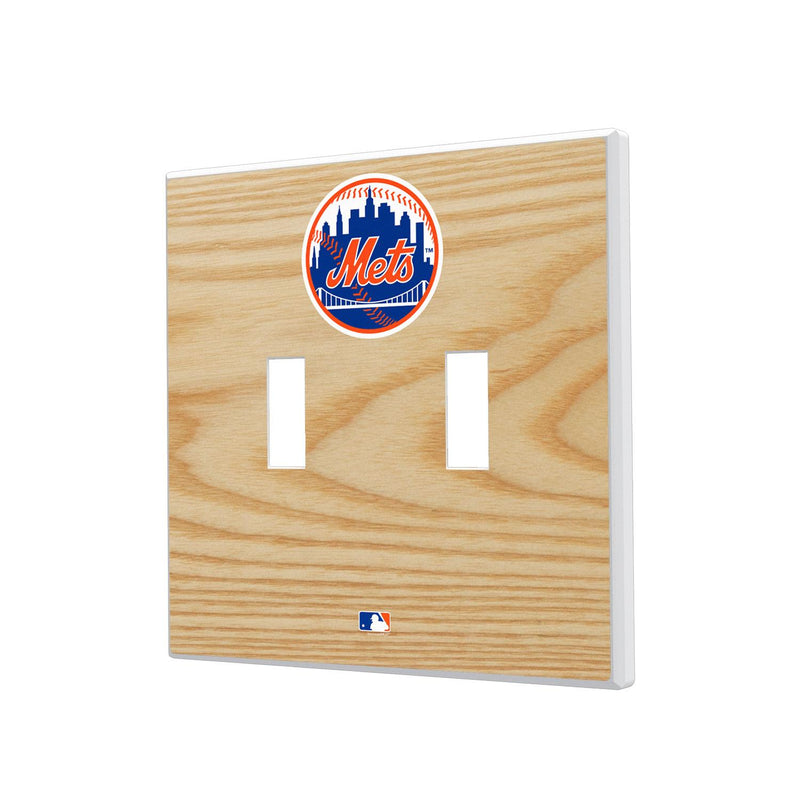 New York Mets Wood Bat Hidden-Screw Light Switch Plate