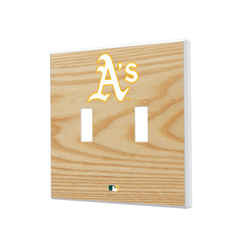 Oakland Athletics Wood Bat Hidden-Screw Light Switch Plate