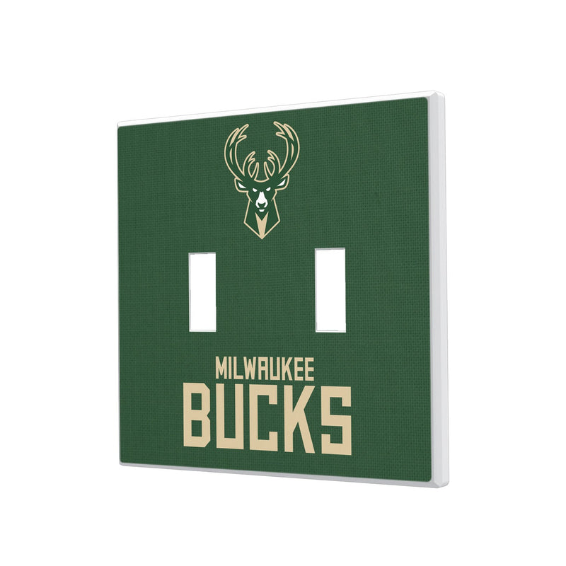 Milwaukee Bucks Solid Hidden-Screw Light Switch Plate - Double Toggle