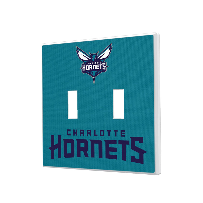 Charlotte Hornets Solid Hidden-Screw Light Switch Plate - Double Toggle