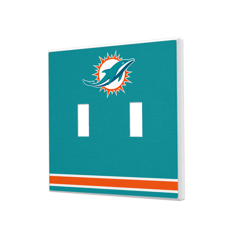 Miami Dolphins Stripe Hidden-Screw Light Switch Plate - Double Toggle