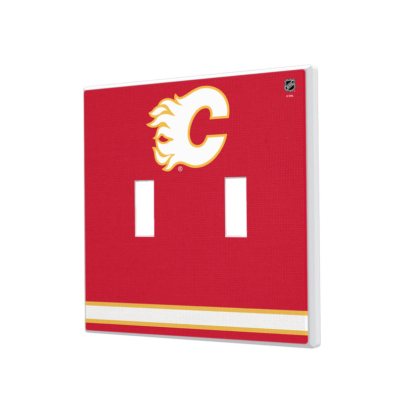 Calgary Flames Stripe Hidden-Screw Light Switch Plate - Double Toggle