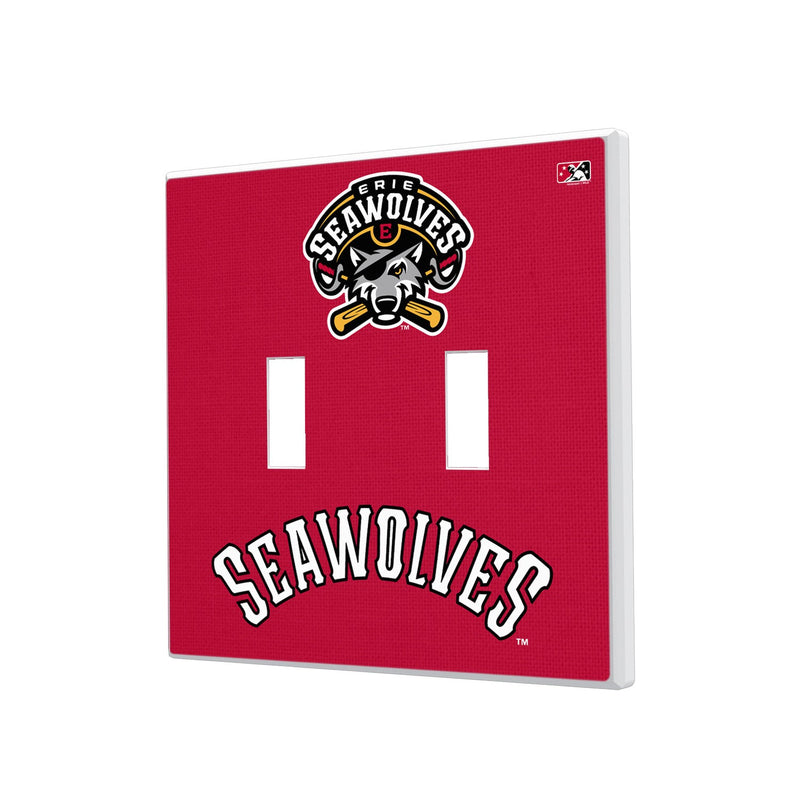 Erie SeaWolves Solid Hidden-Screw Light Switch Plate - Double Toggle