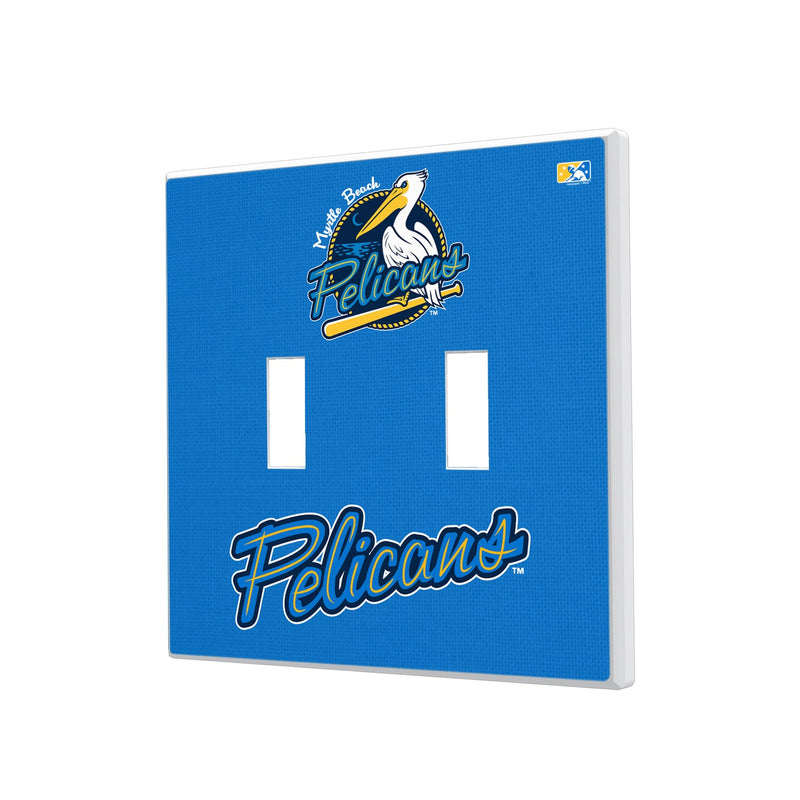 Myrtle Beach Pelicans Solid Hidden-Screw Light Switch Plate - Double Toggle