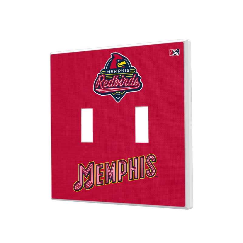 Memphis Redbirds Solid Hidden-Screw Light Switch Plate - Double Toggle