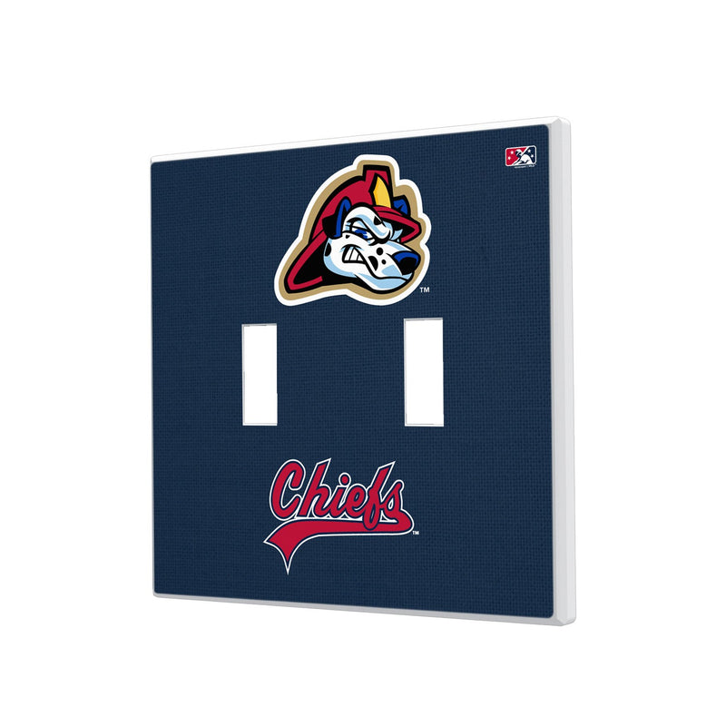 Peoria Chiefs Solid Hidden-Screw Light Switch Plate - Double Toggle