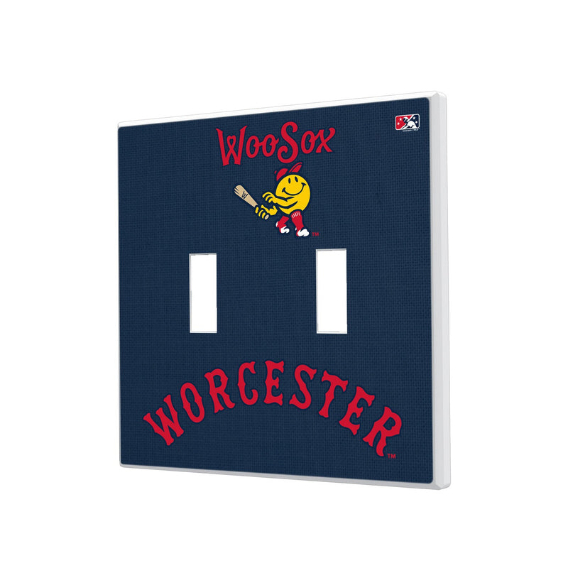 Worcester Red Sox Solid Hidden-Screw Light Switch Plate - Double Toggle