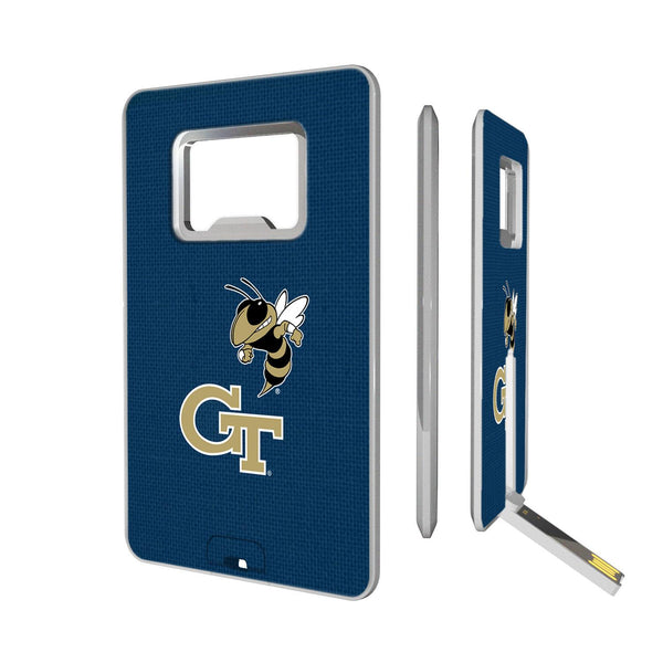 Georgia Tech Yellow Jackets Solid Credit Card USB Drive with Bottle Opener 32GB