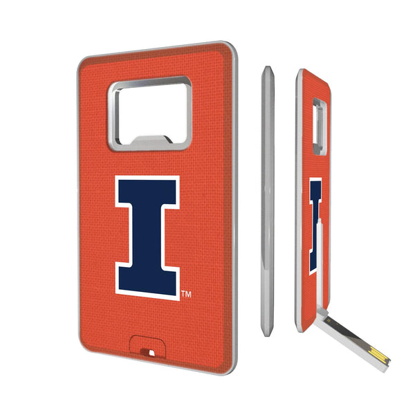 Illinois Fighting Illini Solid Credit Card USB Drive with Bottle Opener 32GB
