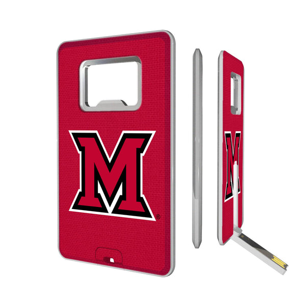 Miami RedHawks Solid Credit Card USB Drive with Bottle Opener 32GB