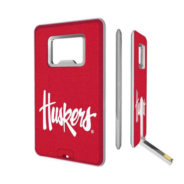 Nebraska Huskers Solid Credit Card USB Drive with Bottle Opener 32GB