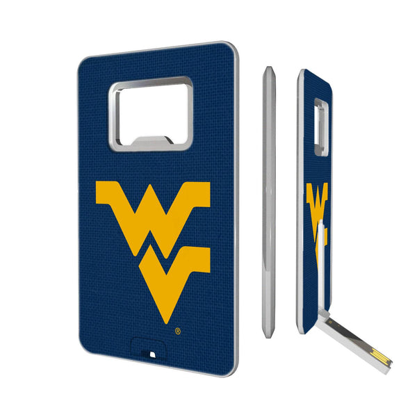 West Virginia Mountaineers Solid Credit Card USB Drive with Bottle Opener 32GB