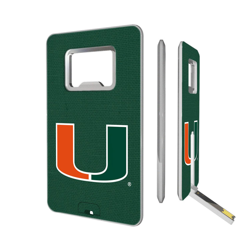 Miami Hurricanes Solid Credit Card USB Drive with Bottle Opener 32GB