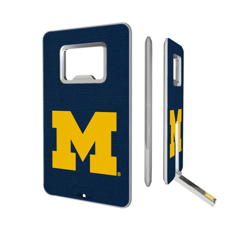 Michigan Wolverines Solid Credit Card USB Drive with Bottle Opener 32GB
