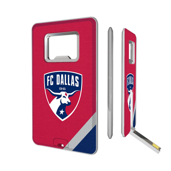 FC Dallas  Diagonal Stripe Credit Card USB Drive with Bottle Opener 32GB
