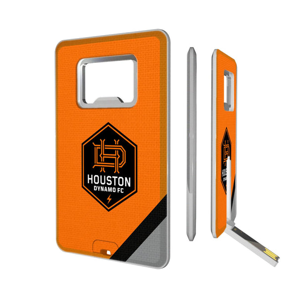 Houston Dynamo  Diagonal Stripe Credit Card USB Drive with Bottle Opener 32GB