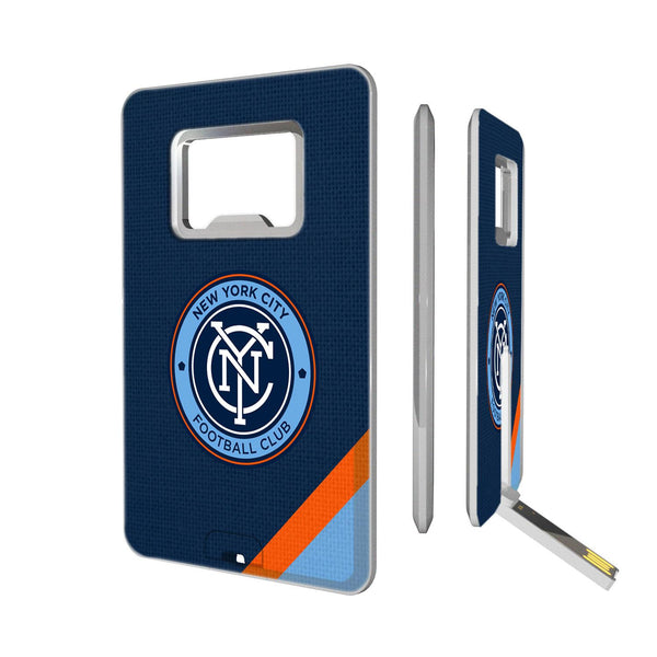 New York City FC  Diagonal Stripe Credit Card USB Drive with Bottle Opener 32GB